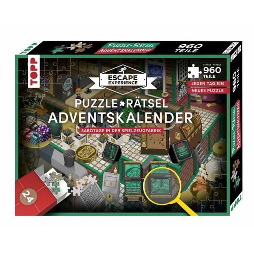Puzzle-Rätsel-Adventskalender - Sabotage in der Spielzeugfabrik. 24 Puzzles mit insgesamt 960 Teilen - Frech