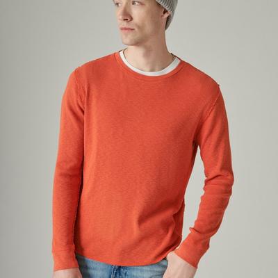 Lucky Brand Garment Dye Thermal Crew - Men's Clothing Thermal Tops Tees Shirts in #8390 Pureed Pumpkin, Size L