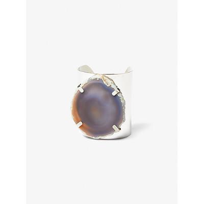 Michael Kors Precious Metal-Plated Brass and Agate Cuff Silver One Size