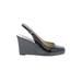 Via Spiga Wedges: Black Solid Shoes - Women's Size 7 1/2 - Almond Toe