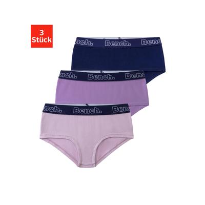 Panty BENCH., Kinder, Gr. 158/164, bunt (flieder, lila, navy), Jersey, Obermaterial: 92% Baumwolle, 8% Elasthan (LYCRA), unifarben, körpernah, Unterhosen, mit kontrastfarbigem Webbund Image