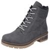 Winterstiefelette RIEKER, Damen, Gr. 38, grau (dunkelgrau), Lederimitat, Textil, klassisch, Schuhe, Schnürboots, Stiefelette, Blockabsatz, mit Innen-Reißverschluss