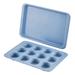 Farberware Easy Solutions Nonstick Bakeware Sheet Pan & 12-Cup Muffin Pan Set, 2-Piece, Blue Steel in Blue/Gray | 0.9 H x 11.25 W x 17 D in | Wayfair
