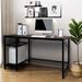 Inbox Zero Casilear Reversible Desk Wood/Metal in Black/Brown | 29.53 H x 47.24 W x 23.62 D in | Wayfair DBD63A57518C4B34824ED49D7D7EF215