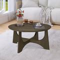 Latitude Run® Linnzi 36" Width Wooden Round Coffee Table, X Frame, ECO materials Wood in Brown | 17.49 H x 36 W x 36 D in | Wayfair