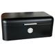 Darthome Matt Black Bread Bin Lid Chrome Label Kitchen Food Loaf Metal Storage Container 42cm