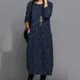 Robe mi-longue à imprimé Vintage pour femmes Streetwear à manches longues col ras du cou ample