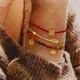 WILD & FREE Vintage rouge acier inoxydable femmes bracelet cordon perles chaîne charme accessoires