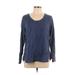 Simply Vera Vera Wang Pullover Sweater: Blue Color Block Tops - Women's Size Large