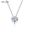 Delicate Sparkling Heart Moissanite Pendant Necklace 925 Sterling Silver 1CT Lab Diamond Fine