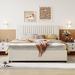 Queen Size Upholstered Platform Bed with Classic Headboard and 4 Drawers, Linen Fabric,Wooden Slat Mattress Support