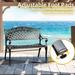 2-Piece Outdoor Cast Aluminum Patio Dining Bench Sets Round Table with Umbrella Hole