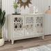 Sideboard with Glass Doors, 3 Door Mirrored Buffet Cabinet