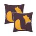 Velvet Decorative Throw Pillow Covers Set of 2 Soft Square Cushion Cover with Invisible Zipper Animal Fox Logo Printing 20 x20