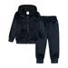 Wavsuf Kids Sets Clothes Fleece Comfort Pants Long Sleeve Black Two Piece Sets Size 12-13 Years