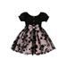 Nituyy Kids Girlâ€™s A-line Dress Short Sleeve Crew Neck Flower Bow Tulle Patchwork Summer Party Dress
