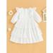 HOANSELAY 3M-18M Baby Girl Dress Long Sleeve Dress Crew Neck Lace Patchwork A-line Dress for Casual Daily Party