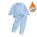 Wavsuf Plus Size Outfits Sets Comfort Pants Long Sleeve Blue Two Piece Sets Size 3-4 Years