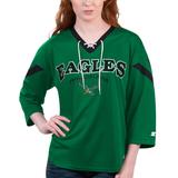 Women's Starter Green Philadelphia Eagles Rally Lace-Up 3/4 Sleeve T-Shirt