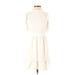 Express X LadyGang Casual Dress - Mini Mock Short sleeves: Ivory Solid Dresses - Women's Size 6