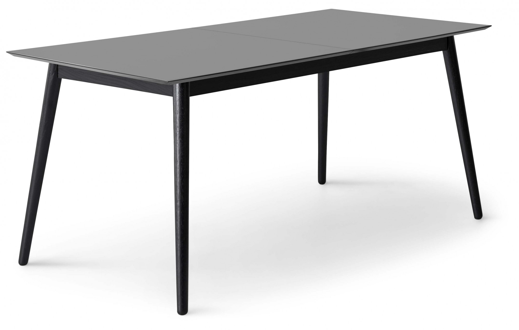 Esstisch HAMMEL FURNITURE "Meza Designtisch mit Auszugsfunktion und 2 Einlegeplatten", grau (graphit, natur, graphit), B:165cm H:74cm T:90cm, Tischplatte: Graphit nanobehandeltes Fenix-Laminat (schwarzer Rand), Gestell: Massive schwarz gebeizte...