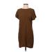 Madewell Casual Dress - Shift Crew Neck Short sleeves: Brown Print Dresses - Women's Size X-Small