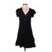 1.State Casual Dress - A-Line V Neck Short sleeves: Black Print Dresses - Women's Size 0