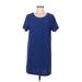 Bobeau Casual Dress - Mini Scoop Neck Short sleeves: Blue Dresses - Women's Size Medium