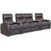 Orren Ellis Berwyck 122" Wide Heated Massage Home Theater Seating w/ Cup Holder Leather Match in Brown | 43.75 H x 122 W x 37.25 D in | Wayfair
