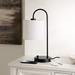 Latitude Run® Lybrin 19 Inch Iron Table Lamp w/ USB Port Metal/Fabric in Black/White | 19.25 H x 7.5 W x 10.25 D in | Wayfair