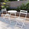 Latitude Run® Patio Bistro Dining Furniture Set, Round Table & Chairs for Balcony Garden Metal in White | 23.5 W x 23.5 D in | Wayfair
