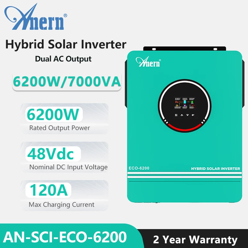 Onduleur solaire hybride hors réseau, contrôleur, MPPT, 3600W, 4200W, 6200W, 24V, 48V, 220V, 120A,onduleur solaire hybride,onduleur hybride 48v,onduleur panneau solaire,onduleur hybride 5kw 24v