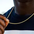 Gold Color Twisted Rope Chain Necklaces For Men Hip Hop Rapper 3MM Stainless Steel Chain Choker