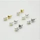 20PCS Stainless Steel Stud Posts Earrings Pins with Loops/ 5mm Imitation Pearl Beads for Earrings