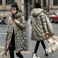 Winter Neue Mode Lange Baumwolle gefütterte Mantel Frauen Casual Mit Kapuze Parkas Frauen Winter