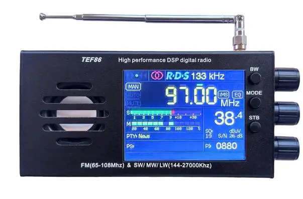 Tef6686 fm (65-108mhz) & sw/mw/lw (144-27000khz) dsp radio empfänger rds mit batterie Image