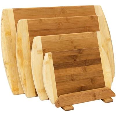 relaxdays 4-teiliges Schneidebrett-Set braun, 44x2x29 cm