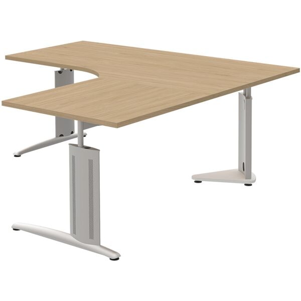 röhr Winkelschreibtisch höhenverstellbar (manuell) »Techno« 90°-Winkel rechts Hickory-Eiche, 180x82x80 cm