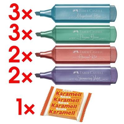 Faber-Castell Textmarker-Set »TL 46 Metallic« 10 Stifte in 4 Farben inkl. Kaubonbons »Karamell metallicblau Image