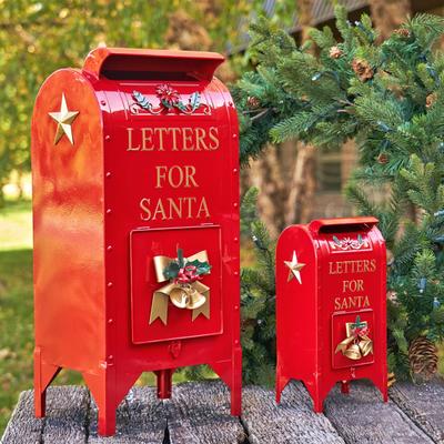Glossy Red Mailboxes with Gold Details