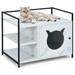 Enclosure Hidden Litter Furniture Cabinet with 2-Tier Storage Shelf