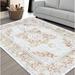 HR Area Rug Large Traditional Rug Fossil Vintage Floor Mat Thin and Soft Rug Floral Print Carpet Foldable Bohemian Rug