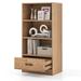 4-Tier Bookcase 48''Bookshelf Storage Organizer Grey/White/Natural