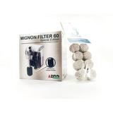 Azoo Aquarium Equip Mignon Filter 60 and 100g Ceramic Filter Bio Media or 25g Filter Wool for Free (with 100g Ceramic Filter bio Media)