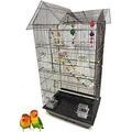 37-Inch Portable Double Roof Top Hanging Flight Cage With Playing Toys For Small Parrot Cockatiel Sun Parakeet Green Cheek Conure Parrotlet Finch Canary Budgie Love Travel Cage