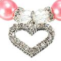 Pet Necklace Crystal Heart Pandant Pet Cat Dog Necklace Bling Pearls Jewelry Size L (Pink)