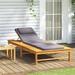 Dcenta Sun Lounger with Dark Gray Cushion and Pillow Solid Wood Acacia