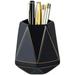 Ceramic Desk Cute Pen Holder Stand Gold Line Pencil Cup Pot Desk Organizer Makeup Brush Holder (White)