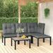 Dcenta 5 Piece Outdoor Patio Furniture Set Sectional Sofa Set with Dark Gray Seat and Back Cushions Black Poly Rattan Conversation Set for Garden Deck Poolside Backyard