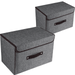 2-piece Set Large Storage Bins with LidsLarge Closet Storage Bins with Lid and Handles Foldable Fabric Storage Boxes for Home Bedroom Office Gray